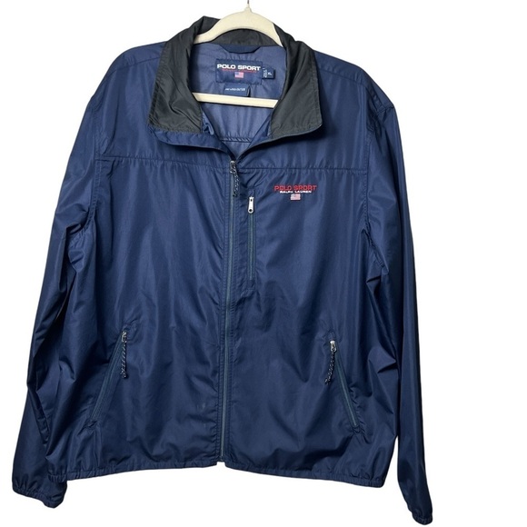Polo Ralph Lauren Windbreaker Jacket Men's XL Navy Blue Zip-Up - Picture 1 of 13